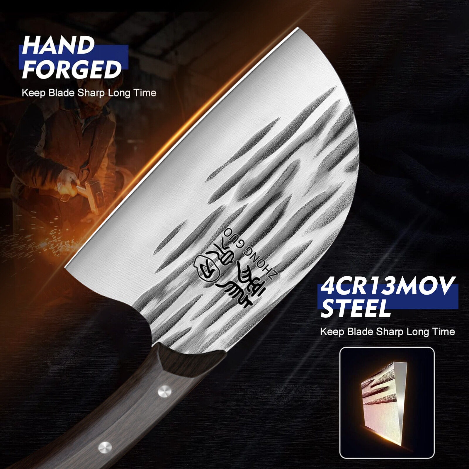 1PC Forged kitchen knife, hous - огляд і ціна Wok Carbon Steel